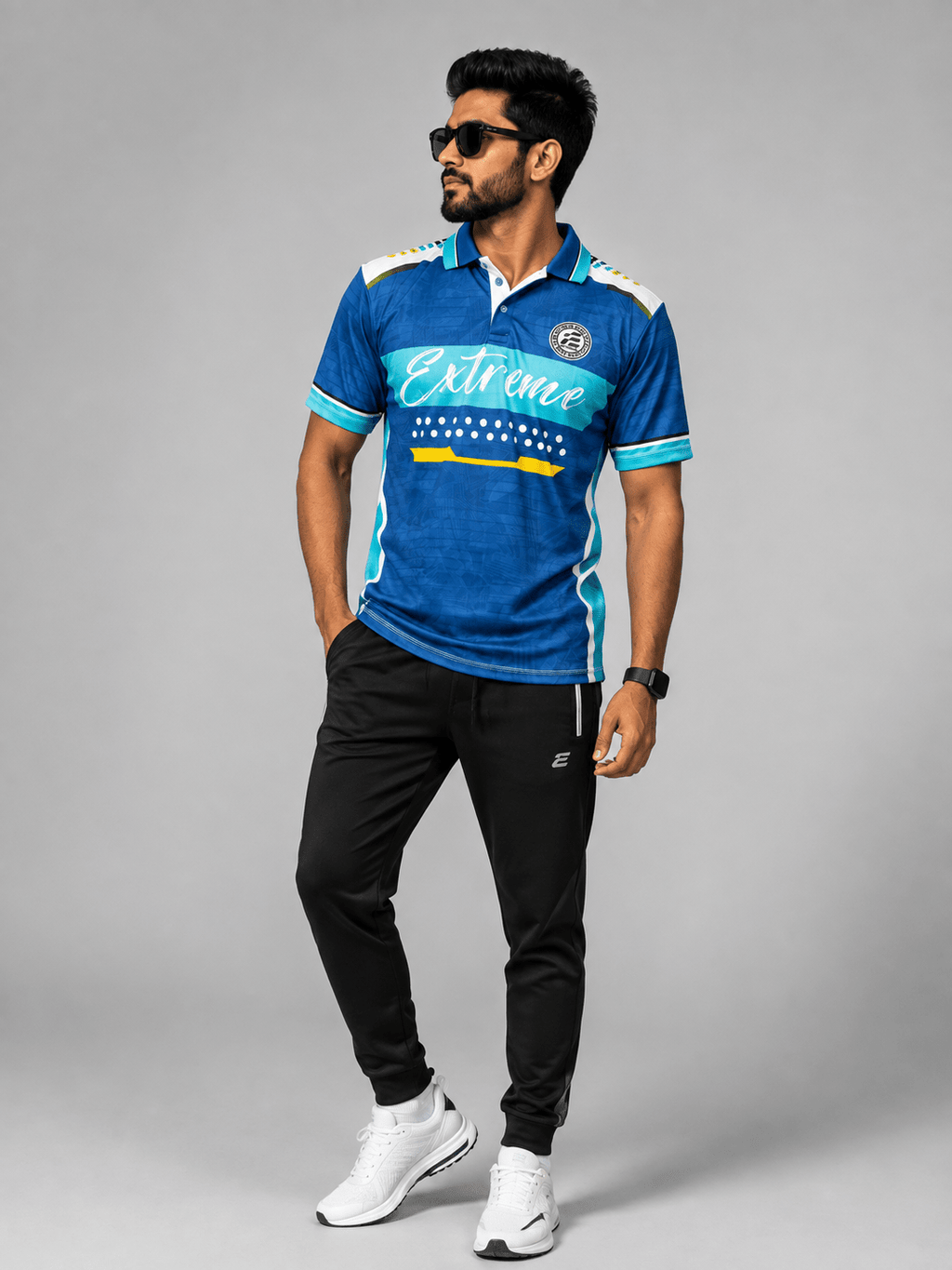 Men's Dare Cricket Polo Jersey – Teal & Blue - Extreme Sports
