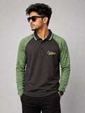 Men's Full Sleeve Raglan Polo Jersey – Black & Green